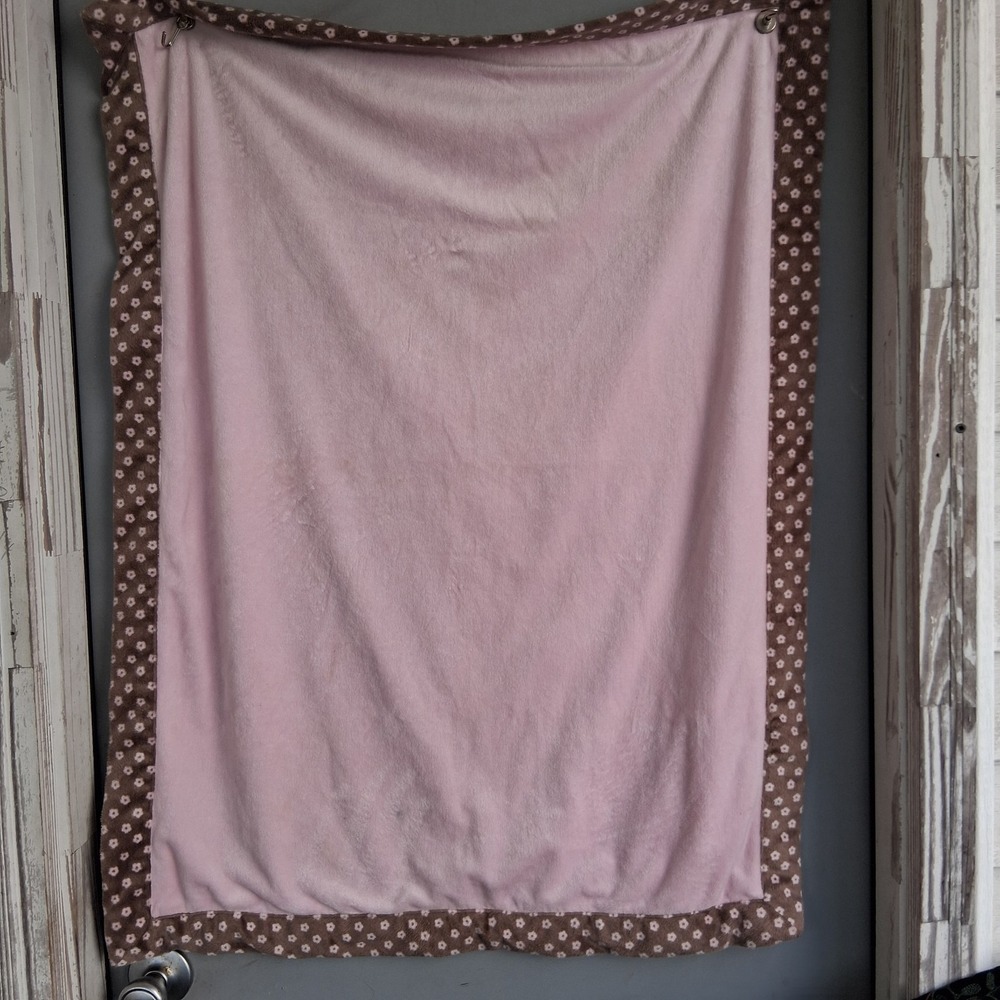 JUST BORN BABY GIRL PINK &‎ BROWN BLANKET FLORAL TRIM BORDER